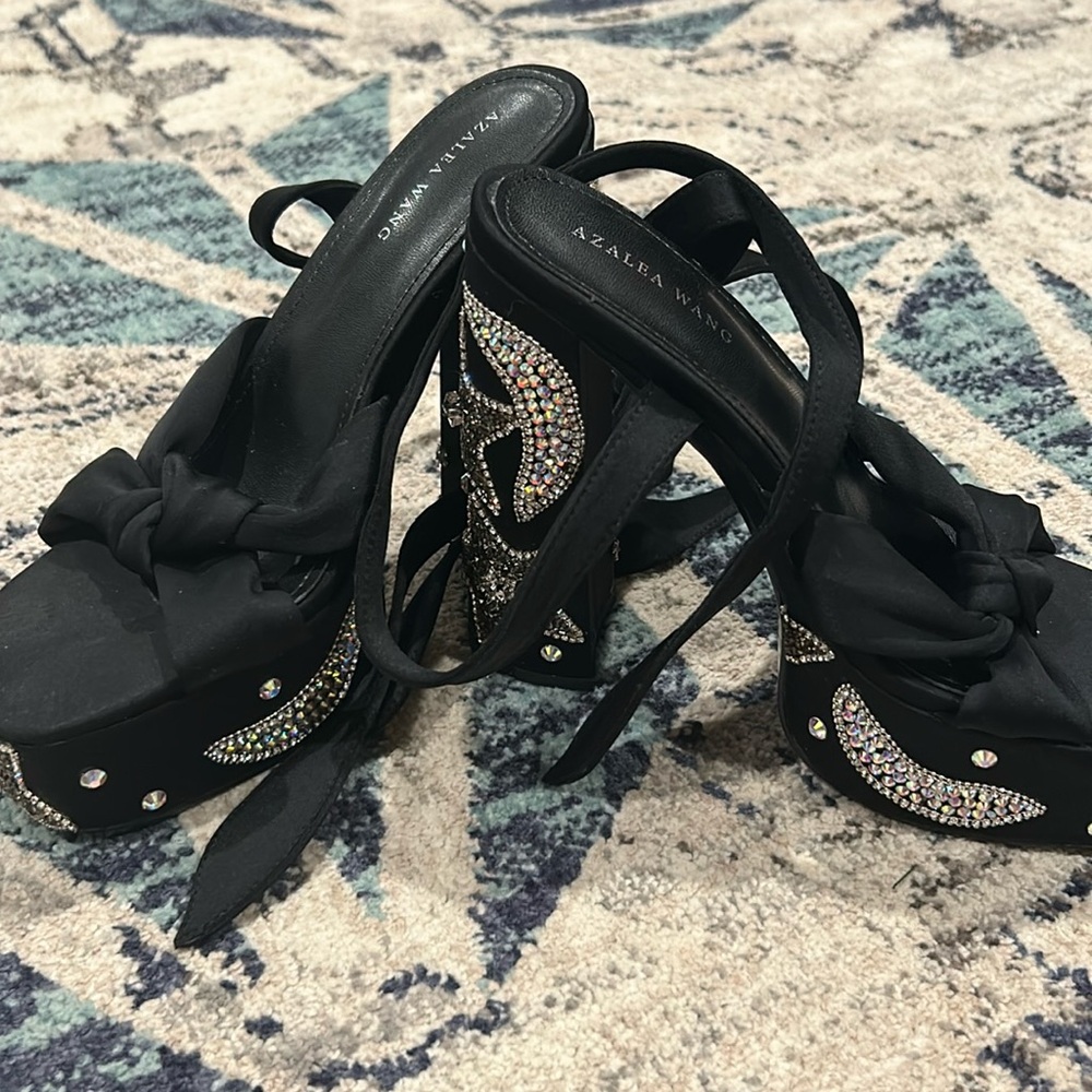 Platform Jeweled Tie Up Sandals